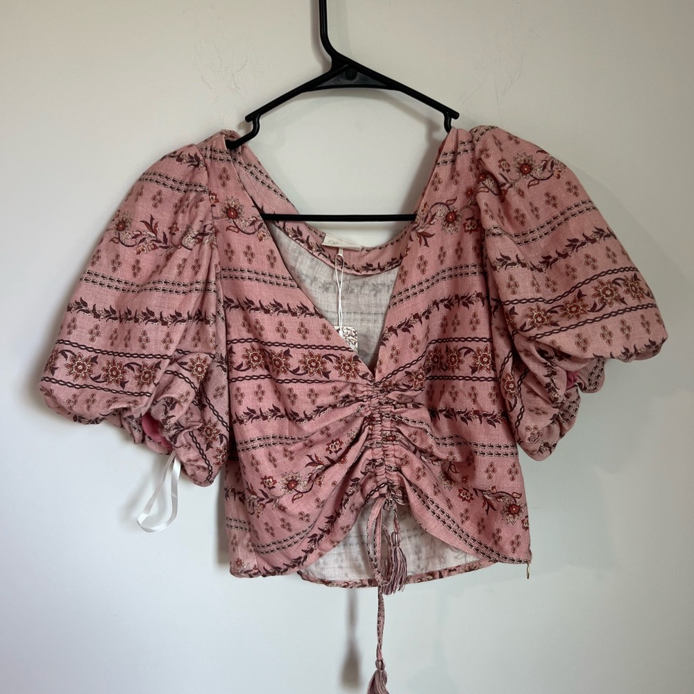 NEW Especia Floral Pink Puff Sleeve Top